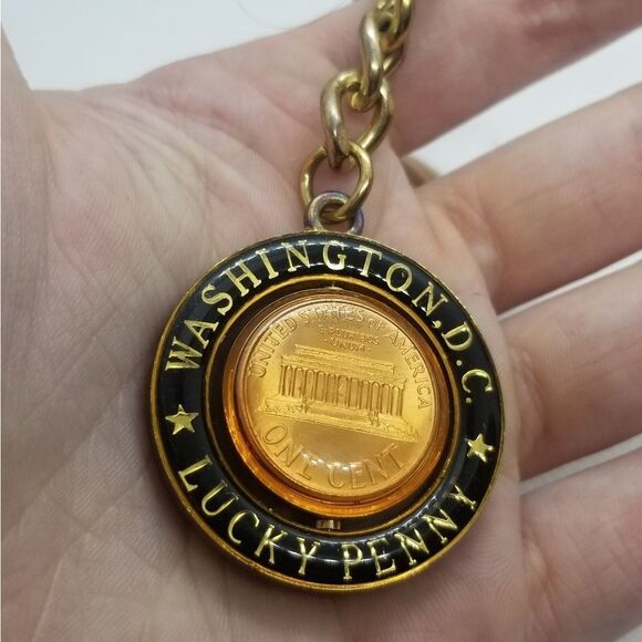 Washington DC lucky penny keychain real coin inside! - Picture 2 of 2